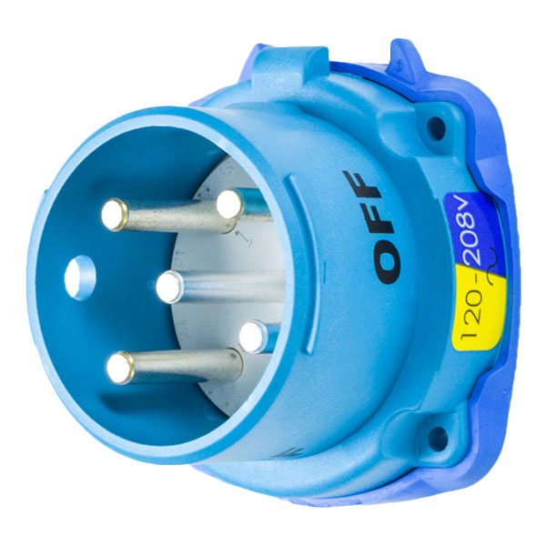 33-18167-4X - DS20 INLET POLY BLUE SIZE 2 TYPE 4X 3P+N+G 20A 120/208 VAC 60 Hz NO AUX TYPE 4X WATERTIGHTNESS